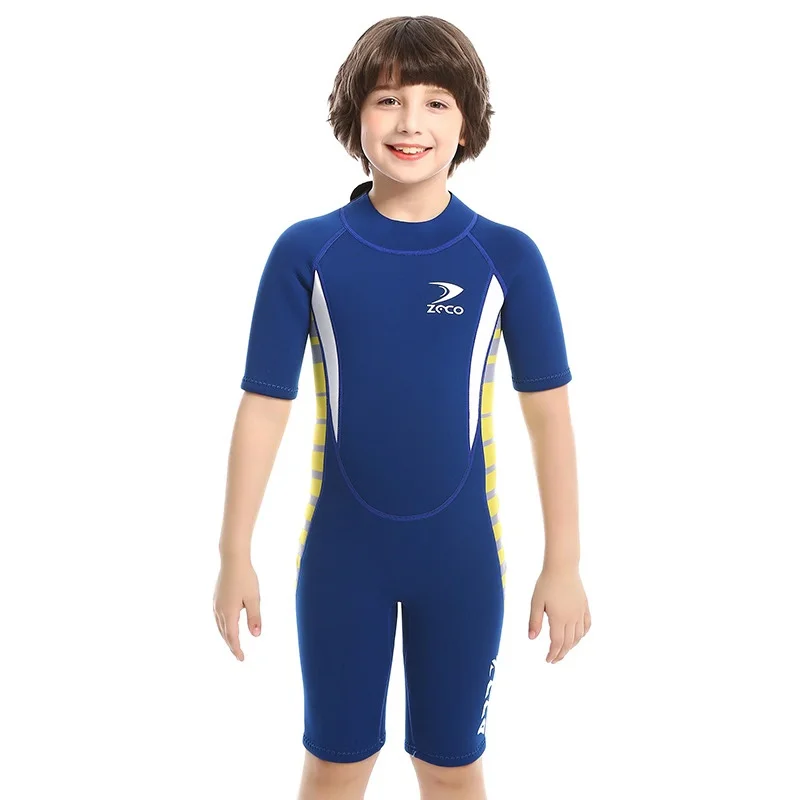 Гидрокостюм солнцезащитный костюм для мальчиков 2,5 мм, костюм для серфинга, детский неопреновый комбинезон, короткий костюм для подводного плавания - Цвет: A4