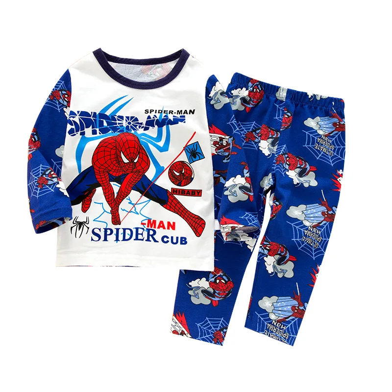 Детская Пижама для мальчиков, пижама, нарядное платье, осенний комплект «Русалочка» для маленьких девочек, одежда из хлопка, Haine Copii Пижама kinderen де, мультфильмов «Человек-паук», «Бэтмен» - Цвет: PJC162 Spiderman L