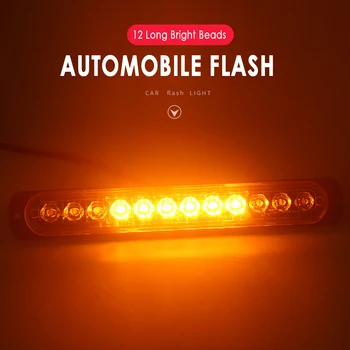 

12 LED Yellow Strobe Light Truck Motorcycle Hazard Beacon Flash Warn Emergency 12-24V Multicolor Police Light Car Accessories