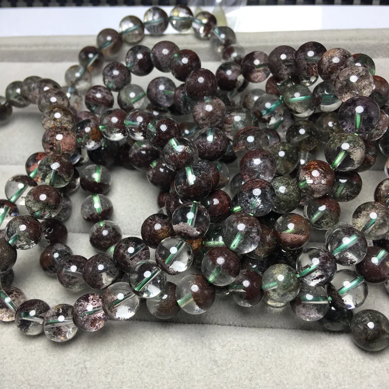 

9.8mm AAAAA Genuine Natural Red Chorite Phantom Quartz Bracelets Women Lady Stretch Healing Crystal Round Bead Bracelet