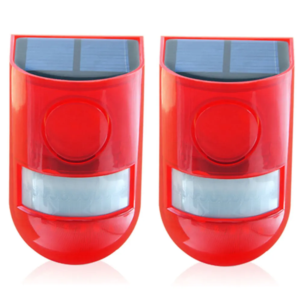 

110dB Outdoor Solar Light Waterproof LED Flashing Built In Battery Energy Saving With Motion Sensor Sound Alarm PIR Rechargeable