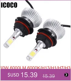 ICOCO светодиодный 12V H4 Автомобильные фары 60 Вт 6000LM H1 H3 H7 H8/H9/H11, 9003/HB3/HB4 светодиодный комплект Headbulbs сов монолитный блок светодиодов фары