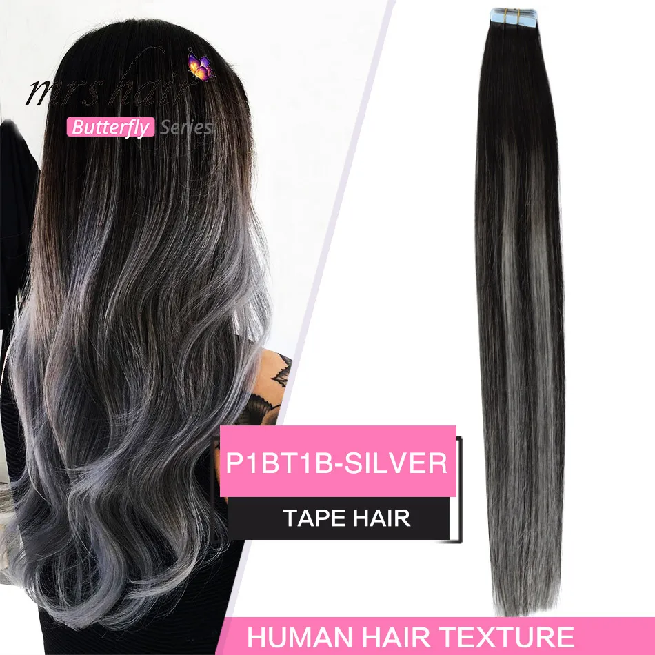 MRSHAIR 20 pulgadas cinta en extensiones Ombre 20 piezas no Balayage Remy cabello humano recto Ombre pelo de la trama de la piel extensiones