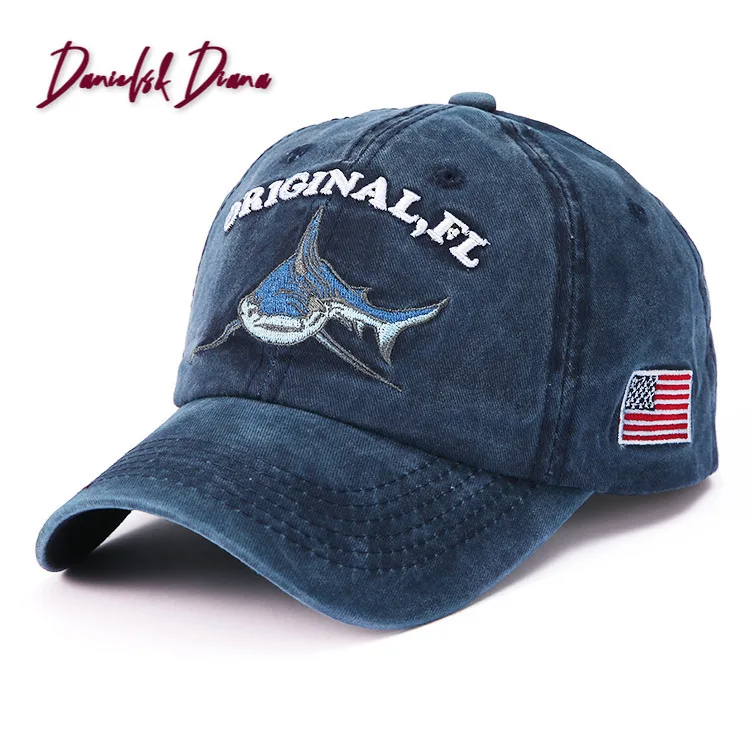 Hat Baseball-Cap Sharks Water Embroidered Real-Dad-Hat Men The And Hot-Style Popular