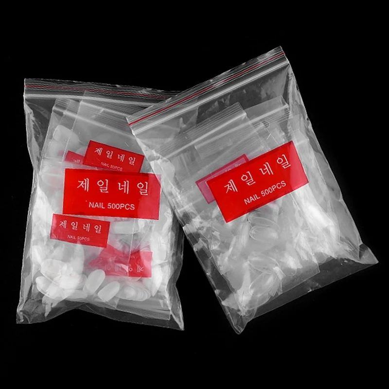 Plastic Manicure Tool Plastic Set Nail Art Display False Tips Oval Flake Fingernail Clear Nature Black Jelly For Nail Art