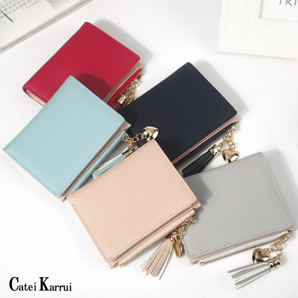 

Catei Karrui 2020 Short wallet mini ladies wallet ultra-thin small wallet women zipper coin purse Korean wallet New