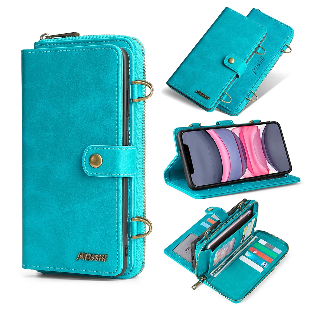MEGSHI-020 Detachable wallet backpack Strong adsorption Leather Phone Case for iPhone 6 6S 7 8 Plus X XS XR XSMax 11 12 Pro Max MEGSHI-020 Detachable wallet backpack Strong adsorption Leather Phone Case for iPhone 6 6S 7 8 Plus X XS XR XSMax 11 12 Pro Max