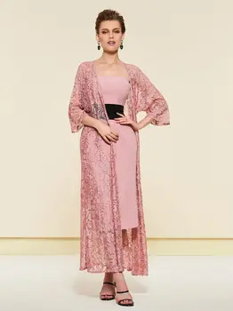 

Vintage Mother of The Bride Dress Satin with Lace Cloak Bride Mother Dress Vestido Mae Da Noiva Mothers Dresses for Wedding