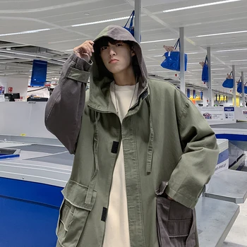 

2019 Autumn Men's Hat Work Clothes Outerwear Oversized Style Streetwear Bomber Jacket Fashion Trend Loose Coat Tide Windbreaker