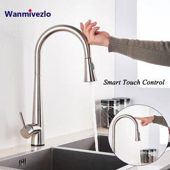 

Nickel Sensitive Touch Control Kitchen Faucet Stainless Steel Pull Down Touch Sensor Kitchen Sink Mixer Dual Outlet Water Modes