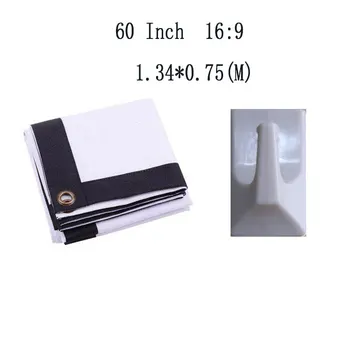 

Thinyou 60 inch 16:9 Portable Folded Front Projector Screen White Fabric Front Projection Film Curtains For LED DLP projector