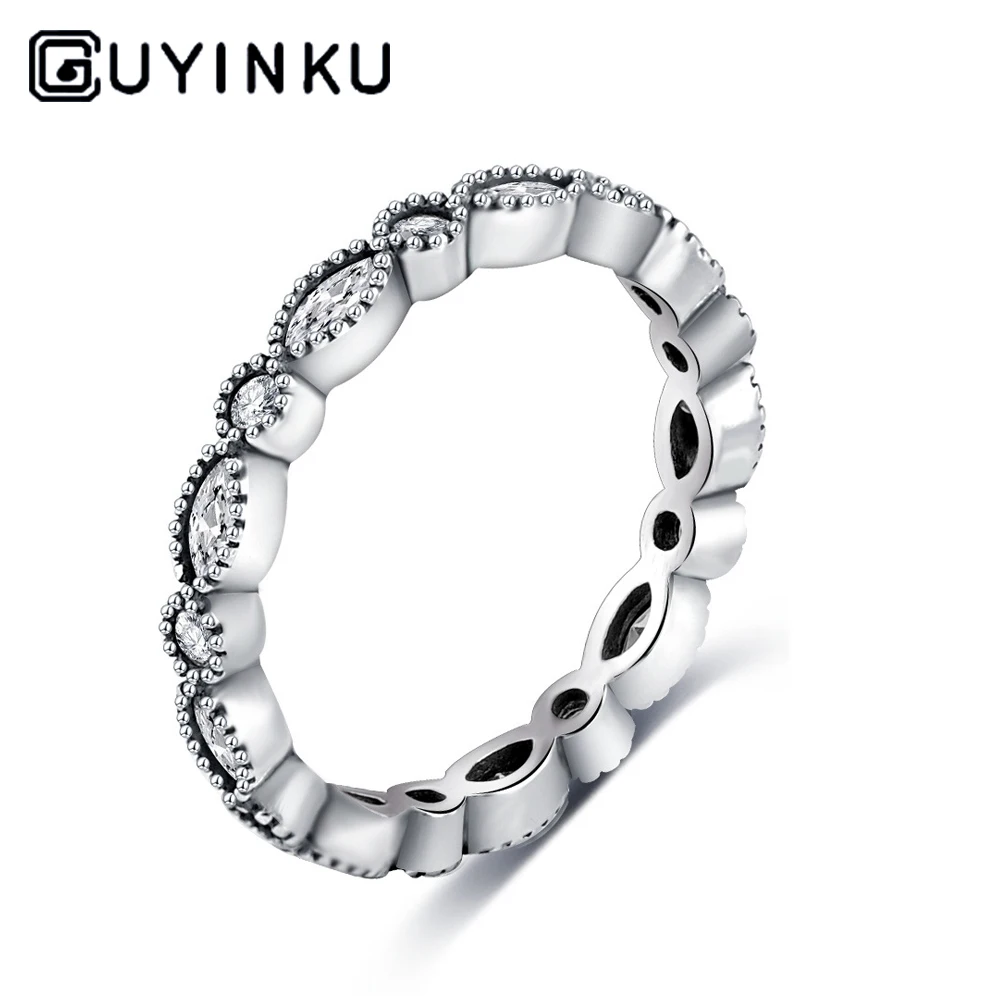 

Authentic 925 Sterling Silver Dazzling AAA Zirconia Stackable Ring for Women Wedding Jewelry Girlfriend Gift
