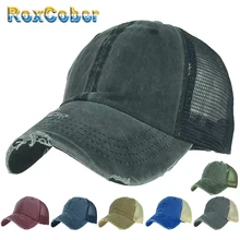 [RoxCober], бейсбольная кепка, Модная хлопковая кепка с эффектом потертости, Кепка для папы, сетчатая Кепка для водителя грузовика, летняя кепка, шапки в стиле хип-хоп