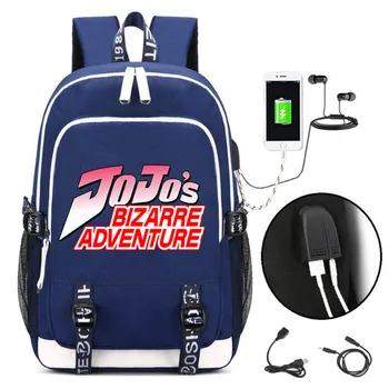 

JoJo's Bizzare Adventure w/USB Fashion Port and Lock /Headphone Backpack Bag Casual Travel School Bag Teenager Laptop Bag Gift