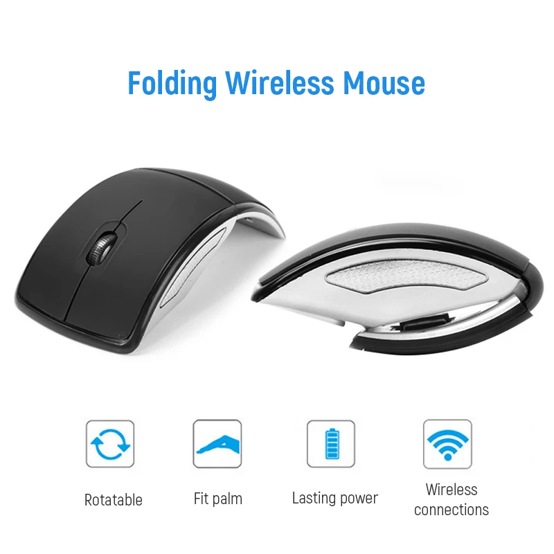 

Wireless Mouse 2.4G Computer Mouse Foldable Travel Notebook Mute Mouse Mini Mice USB Nano Receiver for Laptop PC Desktop Gamer