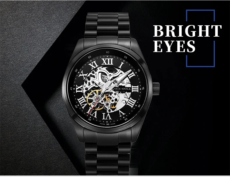 Часы с Чайкой изделие пустотелое, механические часы металлический ремешок дизайнерские часы 50 мм воды-доказательство Бизнес спортивные часы D819.611HK
