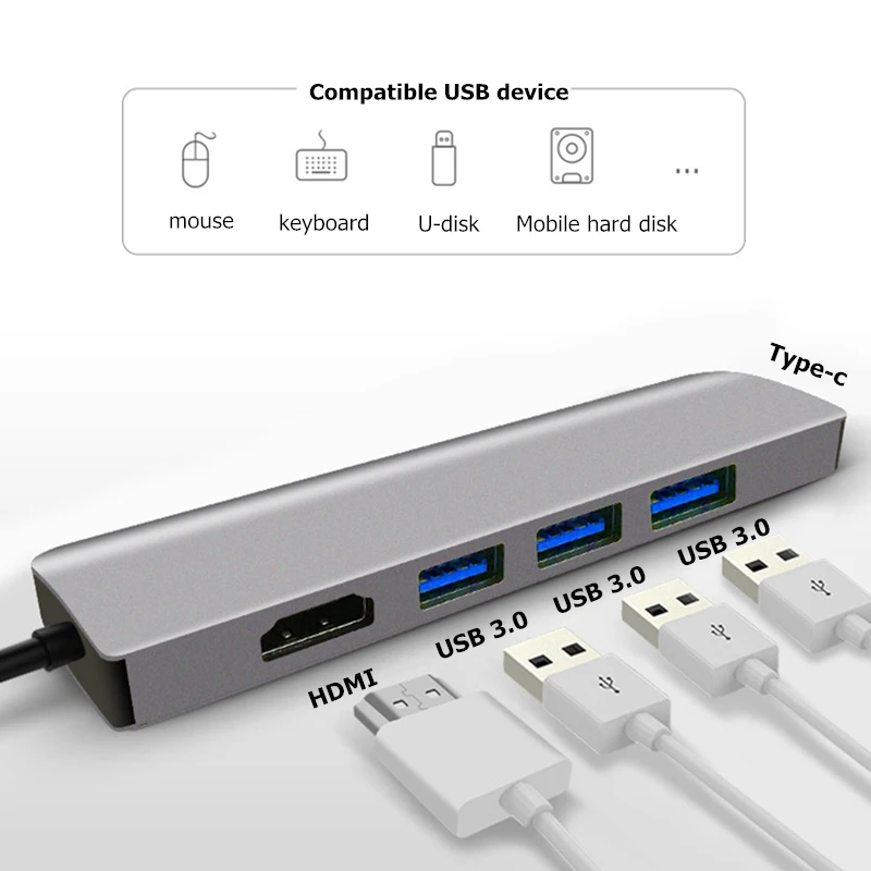 Ранкман Тип C USB 3,1 к HDMI 4 к тип-c USB 3,0 адаптер конвертер USB-C хаб кабель для Macbook samsung S8 S9 Note10 huawei P30