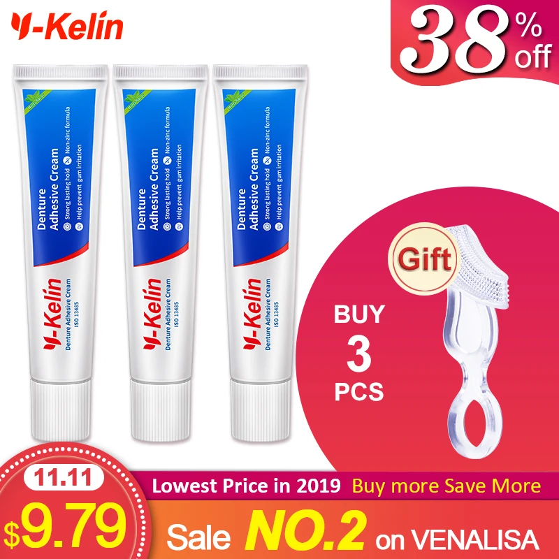 Y Kelin Denture Adhesive Cream 120 gram (40g*3 packs) Strong denture