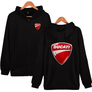 

Fashion Wild Men Loose High Quality Male Ducati Car LOGO Hoodies Solid Color Zipper Fitness Hip Hop Sportswear Fast delivery