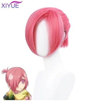 

Short Wavy Wigs for Black Women African American Synthetic Smoky Pink Hair Purple Wigs with Bangs Heat Resistant Cosplay Wig