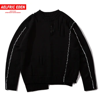 

Aelfric Eden Irregular Solid Knittwear Men Sweater 2019 Autumn Winter Harajuku Streetwear Fashion Casual Cotton Pullover Outwear