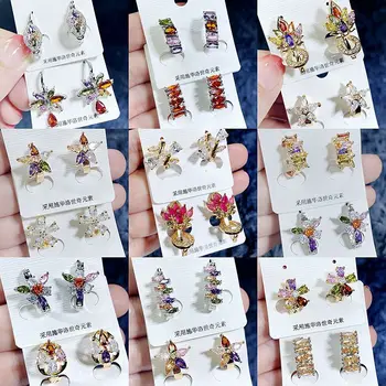 

30 Pairs/lot luxury fashion women crystal style earring lot top quality zircon women wedding earring wholesale 200731-51