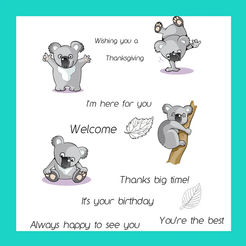 

ZATWBS Koala Clear Stamps For DIY Scrapbooking/Card Making/Album Decorative Rubber Stamp Crafts