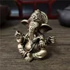 Estatua de Ganesha de Color bronce, estatua de Buda de elefante, escultura de Dios indio, figuritas de decoración para el hogar y la Oficina ► Foto 3/6
