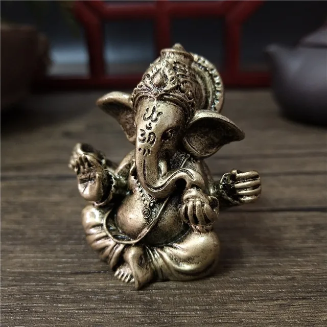 Statue de seigneur Ganesha couleur Bronze, ornements de bouddha, Sculpture d'éléphant de dieu hindou, décoration de maison et de bureau, Statues de bouddha 3