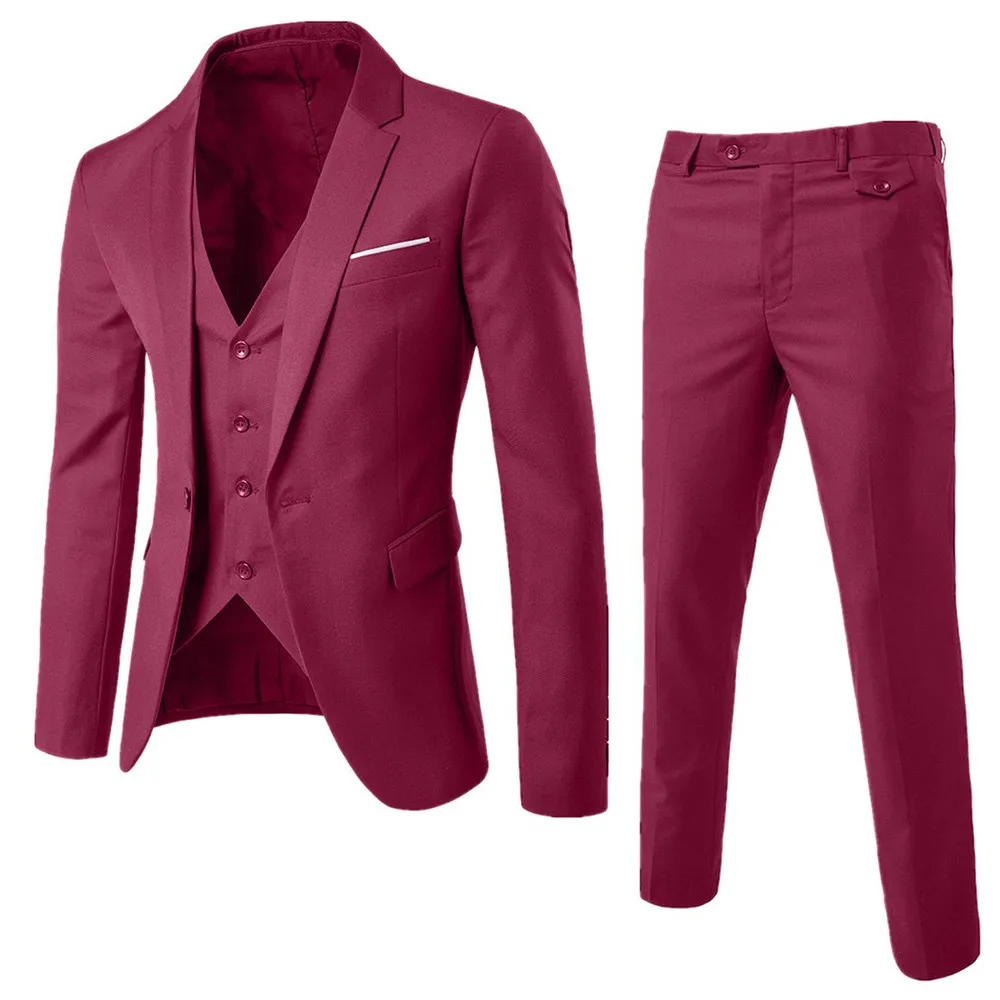 Men's Suit Slim 3-Piece Suit Blazer Business Wedding Party Jacket Vest & Pants Men's Suit Slim 3-Piece Suit Blazer Business Wedding Party Jacket Vest & Pants