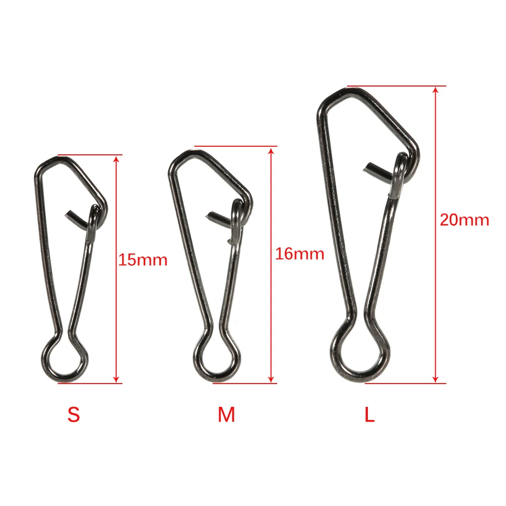 

Hot New 100pcs/lot Fishing Hooked Snap Links Fishing Swivel Snap Hook Line Connector Carp Fishing Tackle
