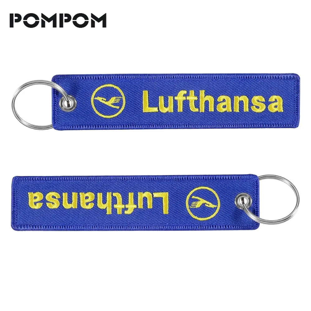 

20 PCs Jewelry Key Tag Label Embroidery Blue Lufthansa Keychains Fashion Keyrings Flight Crew Pilot Key Chain for Aviation Gifts