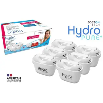 

Boston Tech 6 Cartuchos Hydro Pure+, filtros de Agua compatibles con Jarras Brita Maxtra y Maxtra+, Efecto Prolongado
