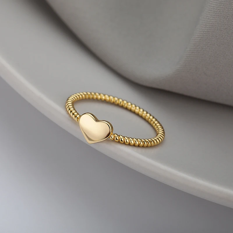 Female Women's Rings Wedding Stainless Steel Love Heart Round Ring Gifts Girl Party Fashion Copper Jewelry Accessories