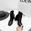 HOT women Ankle boots PU Leather 35-39 feet length boots for women Round Toe Chelsea boots high heel boots AB784 ► Photo 2/6