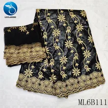 LIULANZHI черный Базен кружевной ткани высокого качества вышивка бисером Базен broderie ткань 5+ 2 ярдов Нигерия Базен хлопок ML6B111