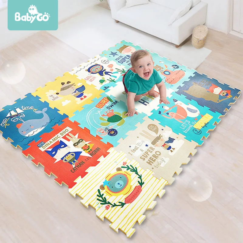 Детский коврик для ползания BabyGo утолщенный 2 см безвкусный игровой из пены XPE 6 шт.