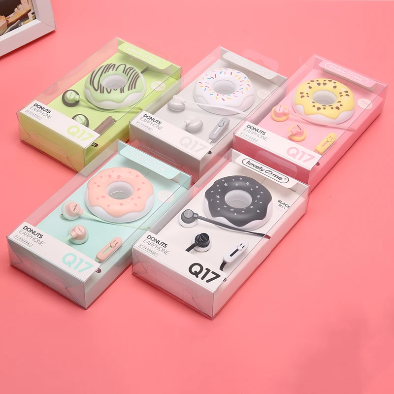 3.5mm In-Ear Cute Earphones Macarons Donut Cartoon Earphone Q17 White/Pink/Green/Blue/Black/Mint Green Portable Earplug | Электроника