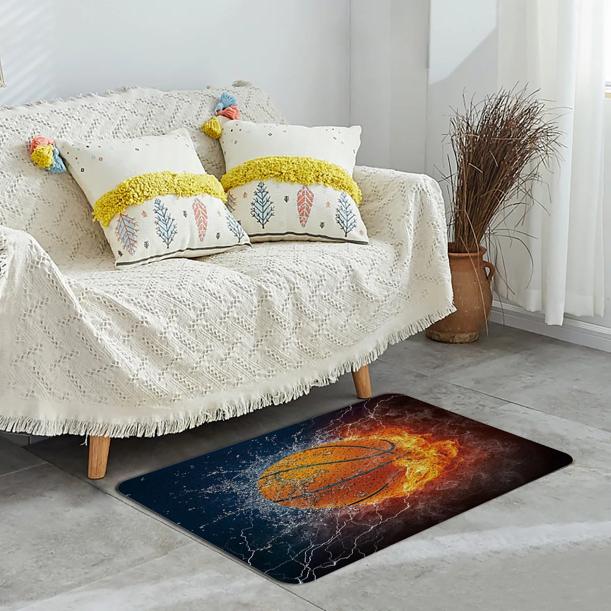 Basketball Lightning Door Mat Outdoor Wire Loop Footpad Carpet Hallway Kitchen Bath Rug Non-slip Entrance Doormat Home Decor