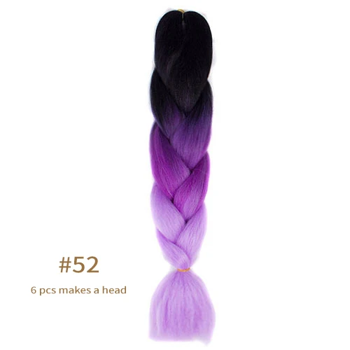 Synthetic jumb Braids Ombre Braiding Hair Extension Box Braid Hair Pink Purple Yellow Golden Colors hair 24inch kanekalons hair B52