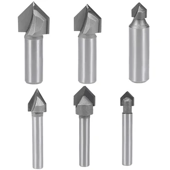 

uxcell 1/2Pcs Carpentry Slotting Cutters V Type End Mill Router Bit Carbide for Woodworking Engraving Edge Trimmer Anti