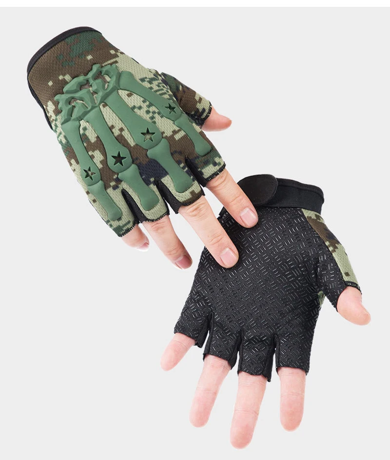 Men Fingerless Combat Gloves Outdoor Tactical Gloves Airsoft Sport Half Finger Type Military Army Shooting Cycling Gym S2295