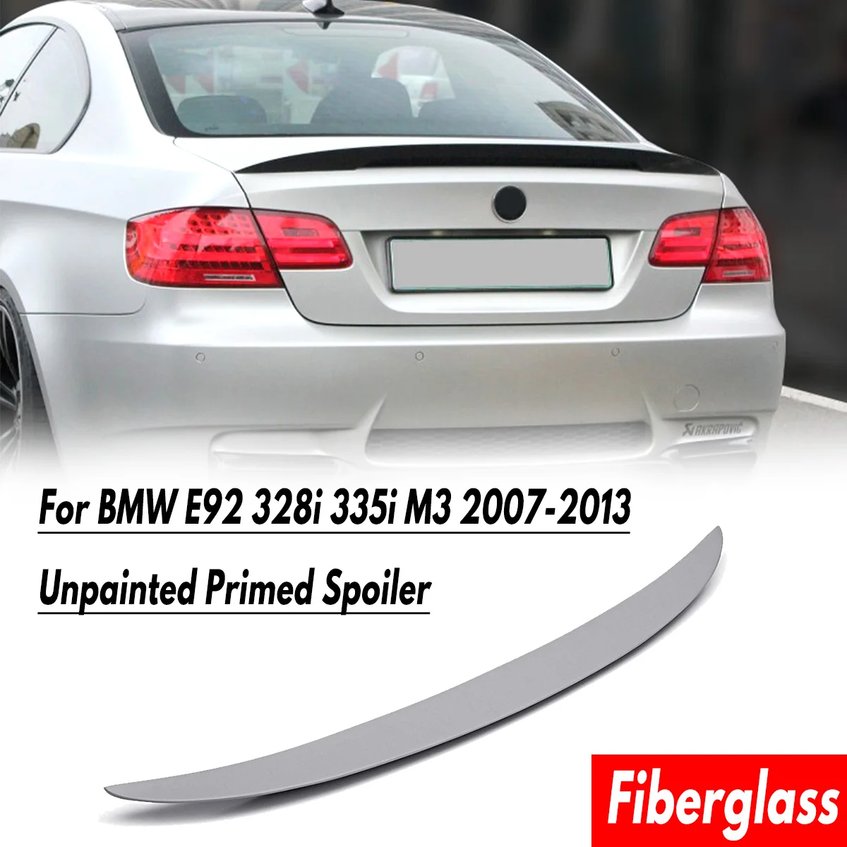 Rear Trunk Boot Lid Spoiler Wing Primer Grey Fiberglass Auto Replacement Parts Fit For BMW E92 328i 335i M3 2007-2013 Rear Trunk Boot Lid Spoiler Wing Primer Grey Fiberglass Auto Replacement Parts Fit For BMW E92 328i 335i M3 2007-2013