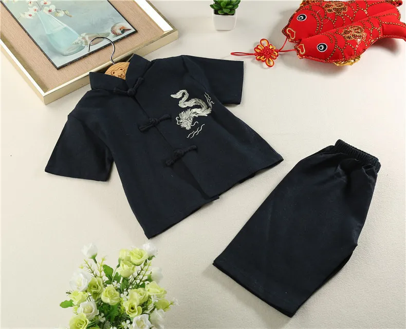 Детский костюм Hanfu Tang, куртка для маленьких мальчиков и девочек, штаны, костюм детский танцевальный костюм с вышивкой новогодний праздничный костюм в китайском стиле
