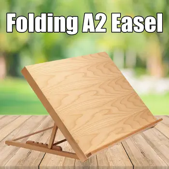 

A2 Wooden Drawing Table Portable Sketch Bookshelf Wood Stand Desktop 5 Level Watercolor Oil Easel for Painting Art Supplies
