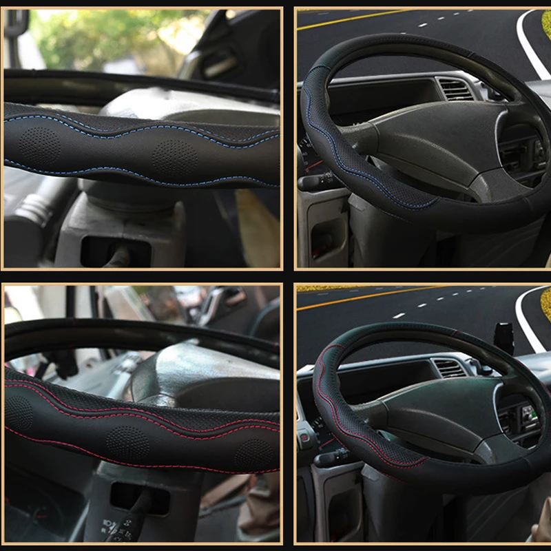 Steering Wheel Cover Car Truck PU Leather Embossed For Auto 36 38 40 42 45 47 50CM 7 Sizes