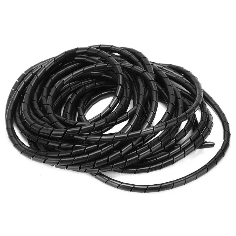 Avvolgimento a spirale cavo a spirale cavo a spirale cavo flessibile  gestione dell'organizzatore di cavi nero φ8mm 10 metri per il cablaggio di  kit elettronici|Cable Sleeves| - AliExpress