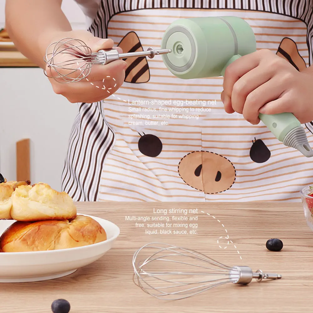 Usb 2 In 1 Wireless Electric Garlic Chopper Whisk Egg Beater With Stirring Rods Kitchen Handheld Mixer