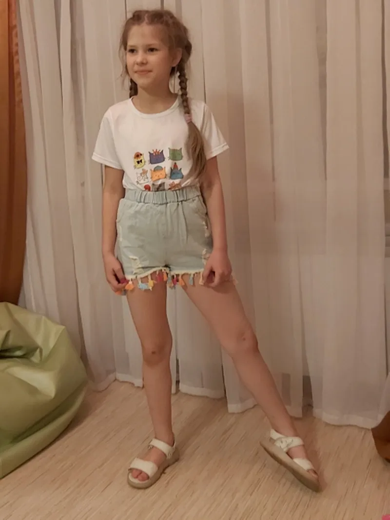 Hot Summer Fashion Beauty Cute 2 3 4 5 6 8 10 12 Years Children Short Jeans Pants Tassel Hole Baby Kids Girls Denim Shorts kids shorts