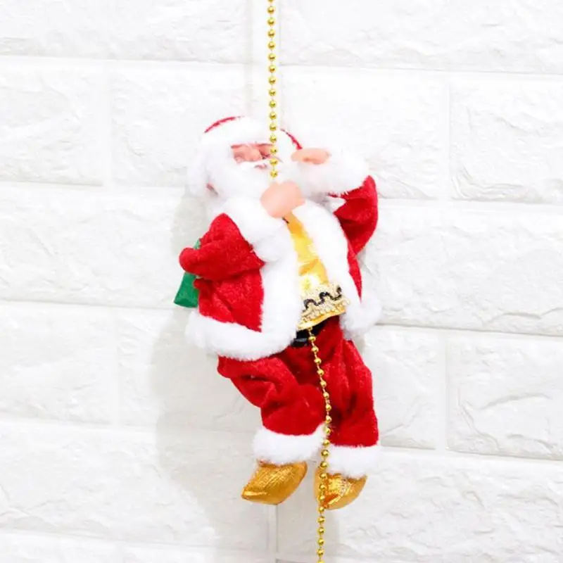Электрическая подъемная лестница Санта Клаус Рождественская фигурка кошки дерева орнамент альпинистская веревка плюшевая кукла подвесное украшение год подарки для детей